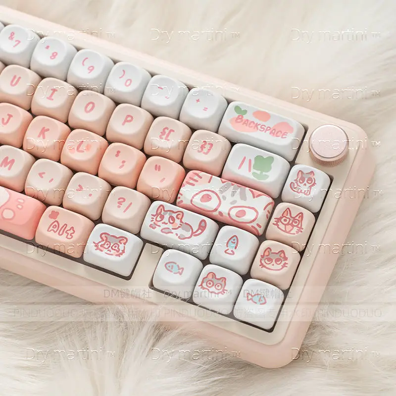 

132 Keys Cat Cute Keycaps PBT Dye Sublimation Cherry Profile Keycap MX Switch Mechanical Gaming Mechanical Keyboard Key Caps