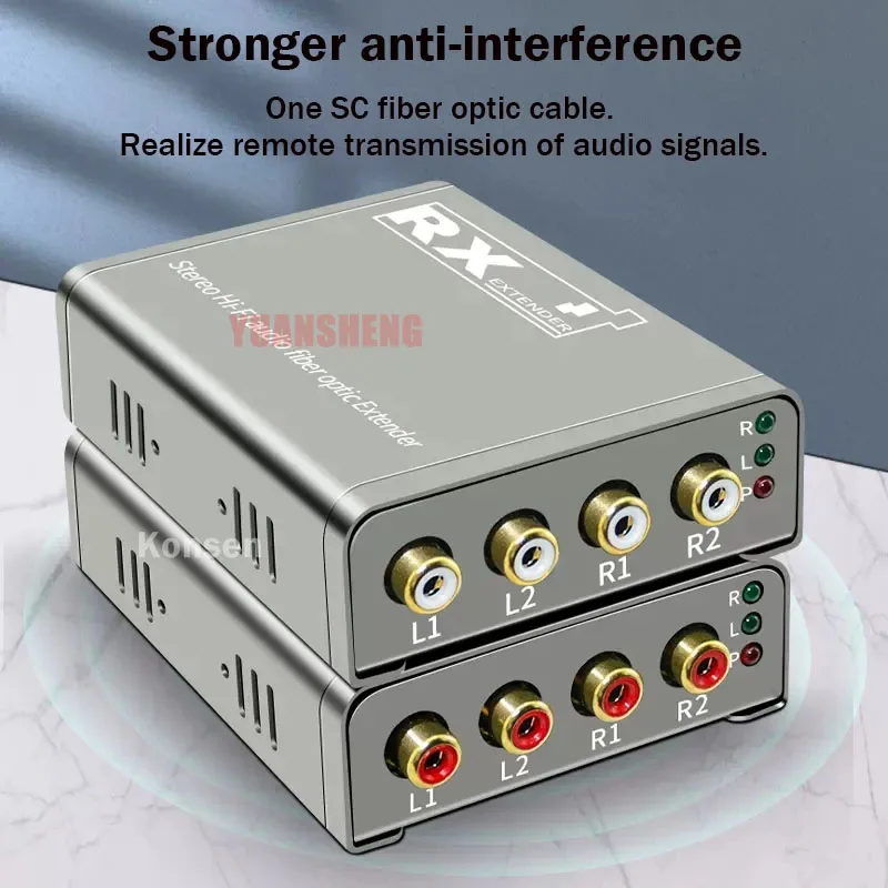 

RCA Audio Optical Fiber 4 Channel Extender 20Km Hifi Transcever over SC Fiber Optic Cable RCA to Fiber Audio Extension Transmit