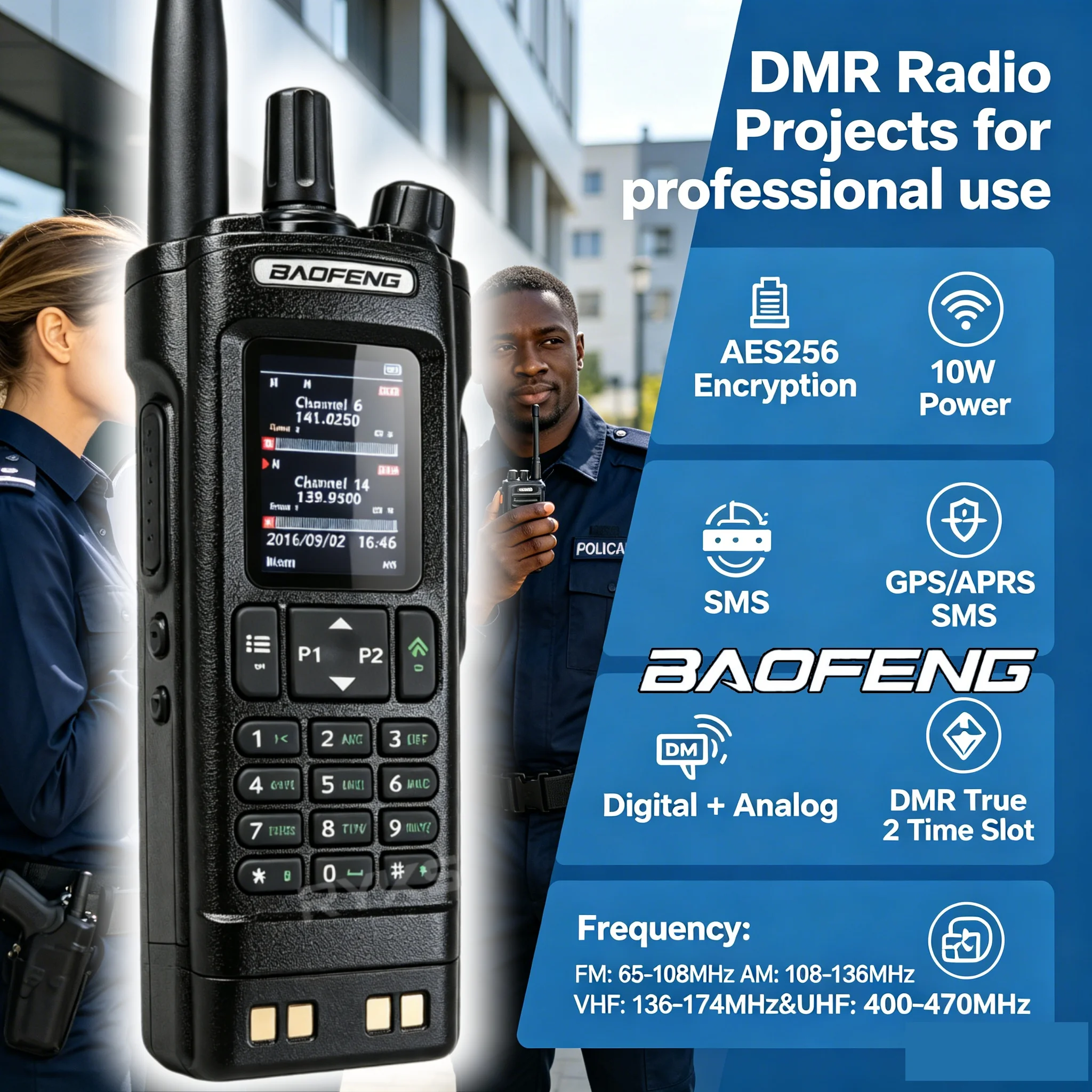 BAOFENG DM-32UV VHF UHF Two Way Radio For Substation Patrol Handheld Transceiver GPS APRS Realtime Location Tracking