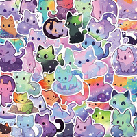 50PCS cartoon Cat Stickers Starry Sky Cat Graffiti Sticker Decorate phone Back card trunk Water cup Cute Cat Stickers waterproof