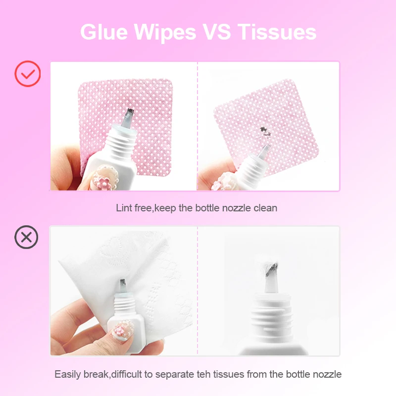 Lingettes en Papier Coton pour Dissolvant de Colle à Cils, Tampons Nettoyants pour la Bouche de la Bouteille de Colle, Empêche l'Ecreusement des Extensions de Cils, 200 Pièces