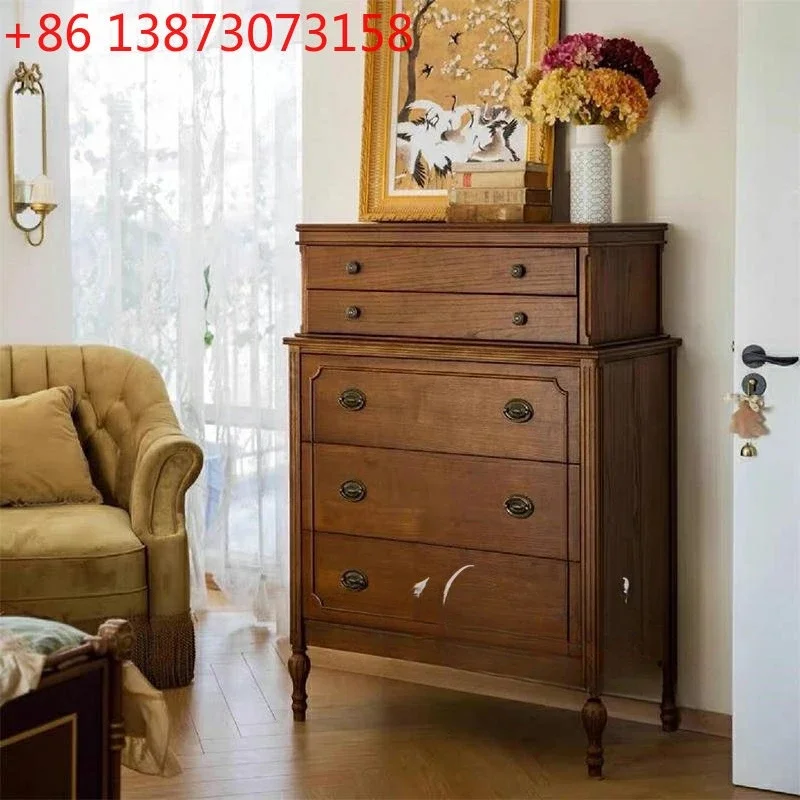 

American solid wood retro French living room bedroom antique locker