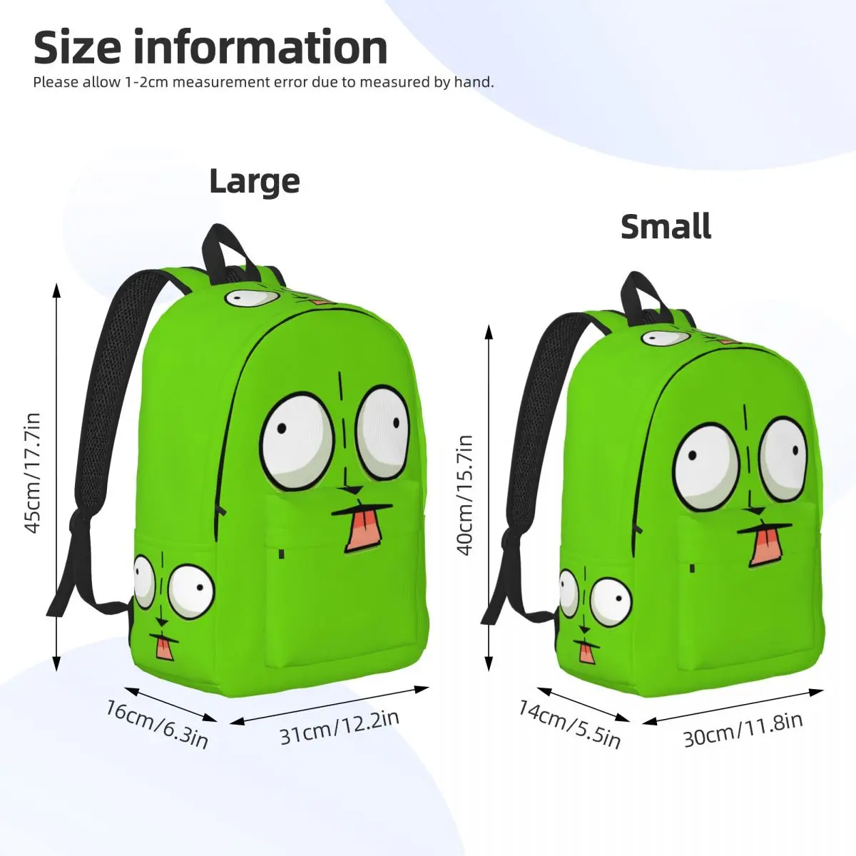 Gir Face Invaders Zims Cartoon Anime Cool Backpack Gift High School Work Daypack for Men Women Laptop Computer Canvas Bags