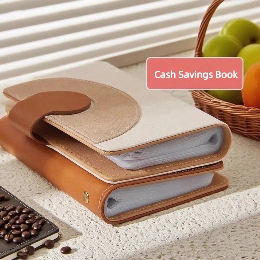 New Large Capacity Cash Savings Book Magnetic Snap PU Financial Management Wallet Coins Wallet Financial Management