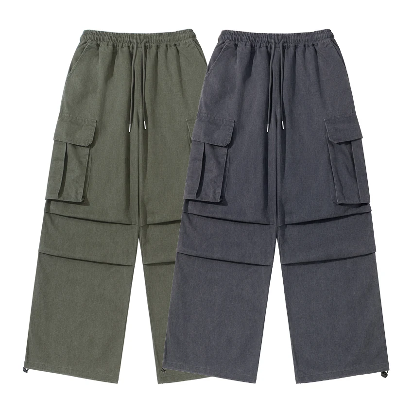 

Мужские винтажные свободные повседневные брюки-карго из чистого хлопка в японском уличном стиле, городские комбинезоны