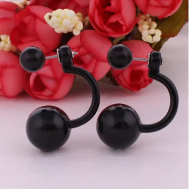 New Fashion Design Women Candy Beads Sweet Double Curved Design Of The Wedding Ball Ear Jewelry Earrings For Women