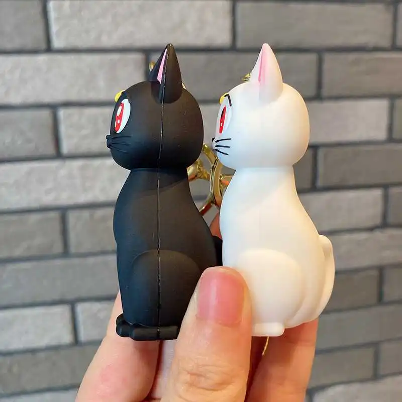 PVC Pingente Chaveiro para Casais, Brinquedo Pingente com Decoração Zipper, Animação Sailor Moon, Amantes e Amantes, Gato Kawaii