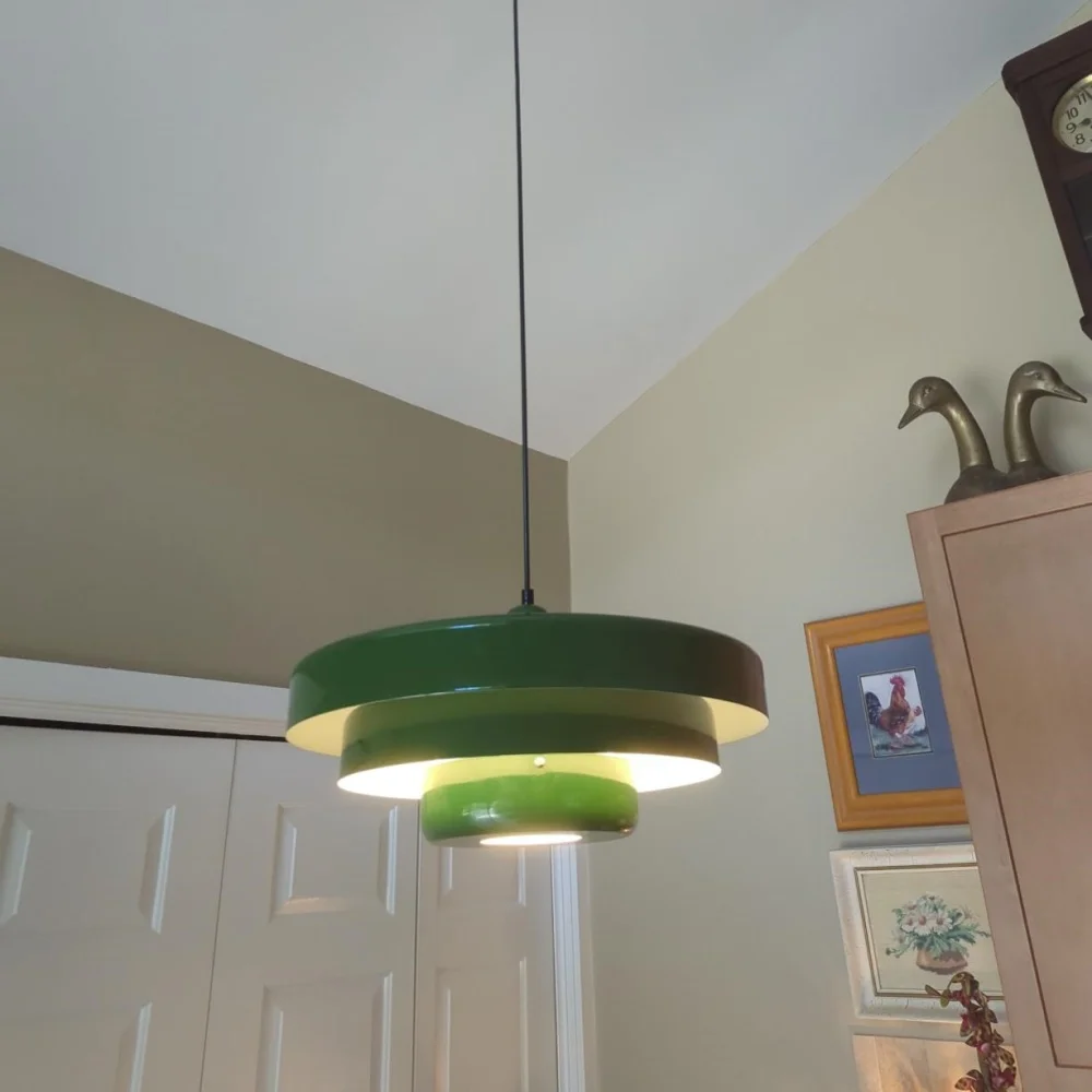 Adjustable Green Industrial Pendant Light Farmhouse Hanging Lamp Farmhouse Hanging Light  For Kitchen Island Dining Room