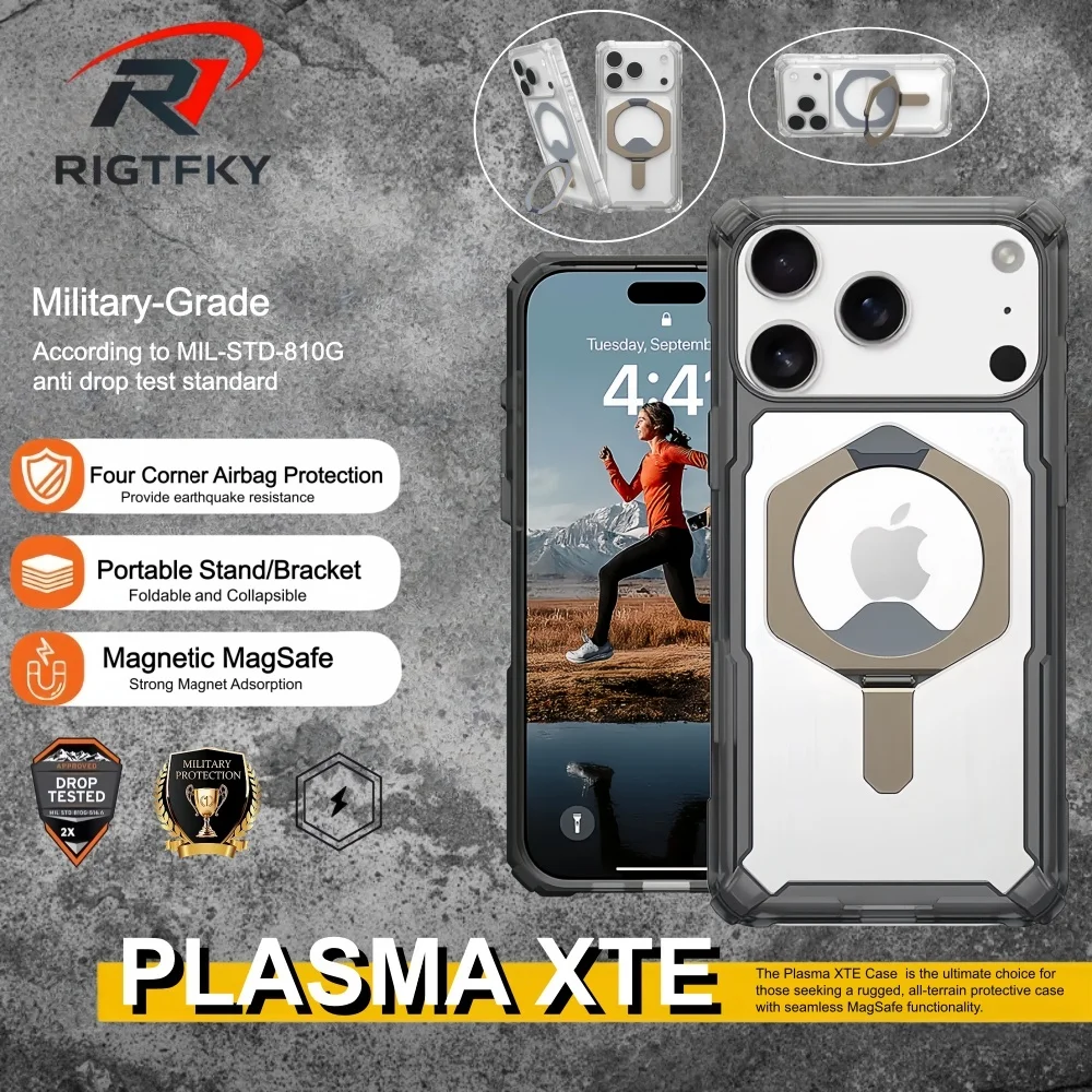 

Kickstand Magnetic Case for iPhone 17 Pro Max 16 15 Plus 14 13 12 Rugged Shockproof Armor MagSafe transparent Protective Cover