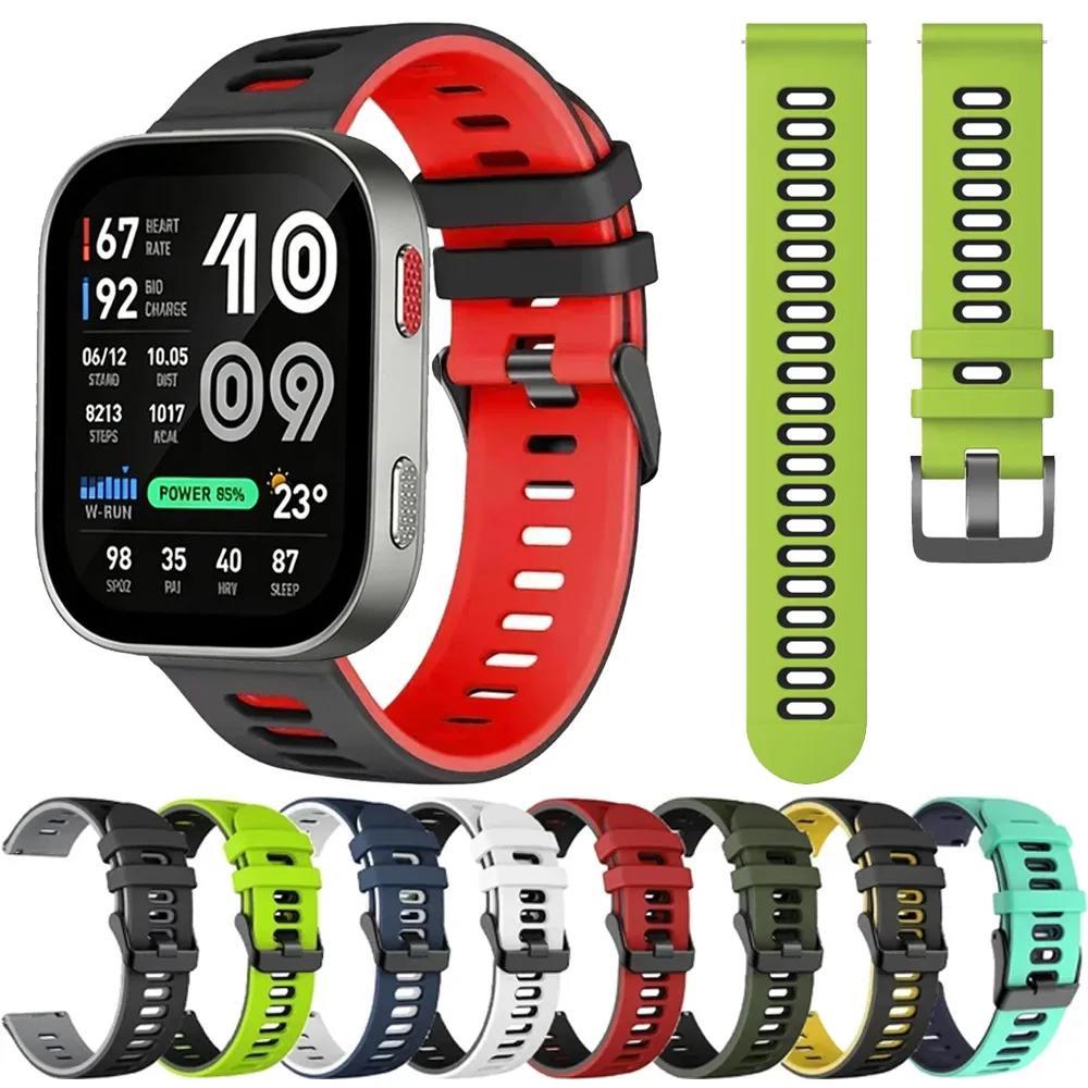 20mm 22mm Two-tone Silicone Strap For Amazfit Bip Max 6 5 Sports Belt For Amazfit Active 3 2/Balance 3 2 1/Active Max/Helio Band