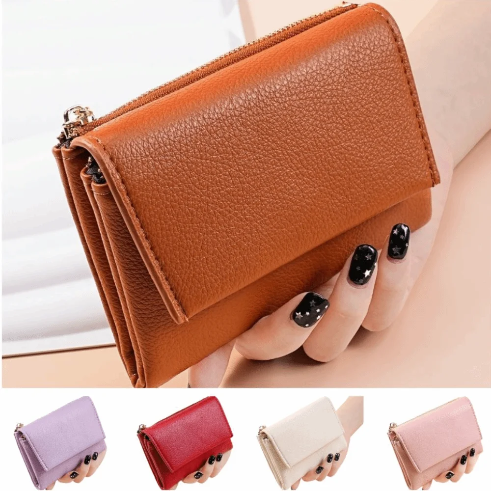 Personalized PU Card Holder Ultra-Thin compact Coin Purse Litchi Grain creative Women Wallet Ladies