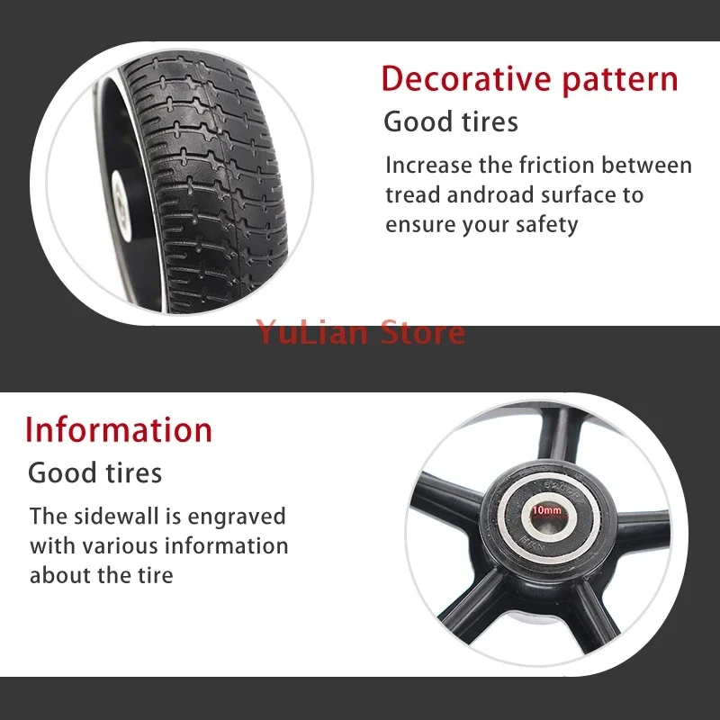 6.5 inch tires solid non-pneumatic high quality rubber wheels and plastic hub parts for electric scooter accessories