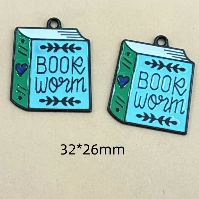 10pcs Enamel Curse Student Books Charms Pendants for Jewelry Making DIY Earring Necklace Handmade Craft