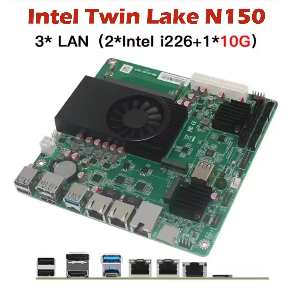 

SZBOX NAS Материнская плата Intel Twin Lake N150 ITX Домашний процессор DDR5 2* i226 10G LAN SATA3.0 M.2 NVME COM DP HD Low Power