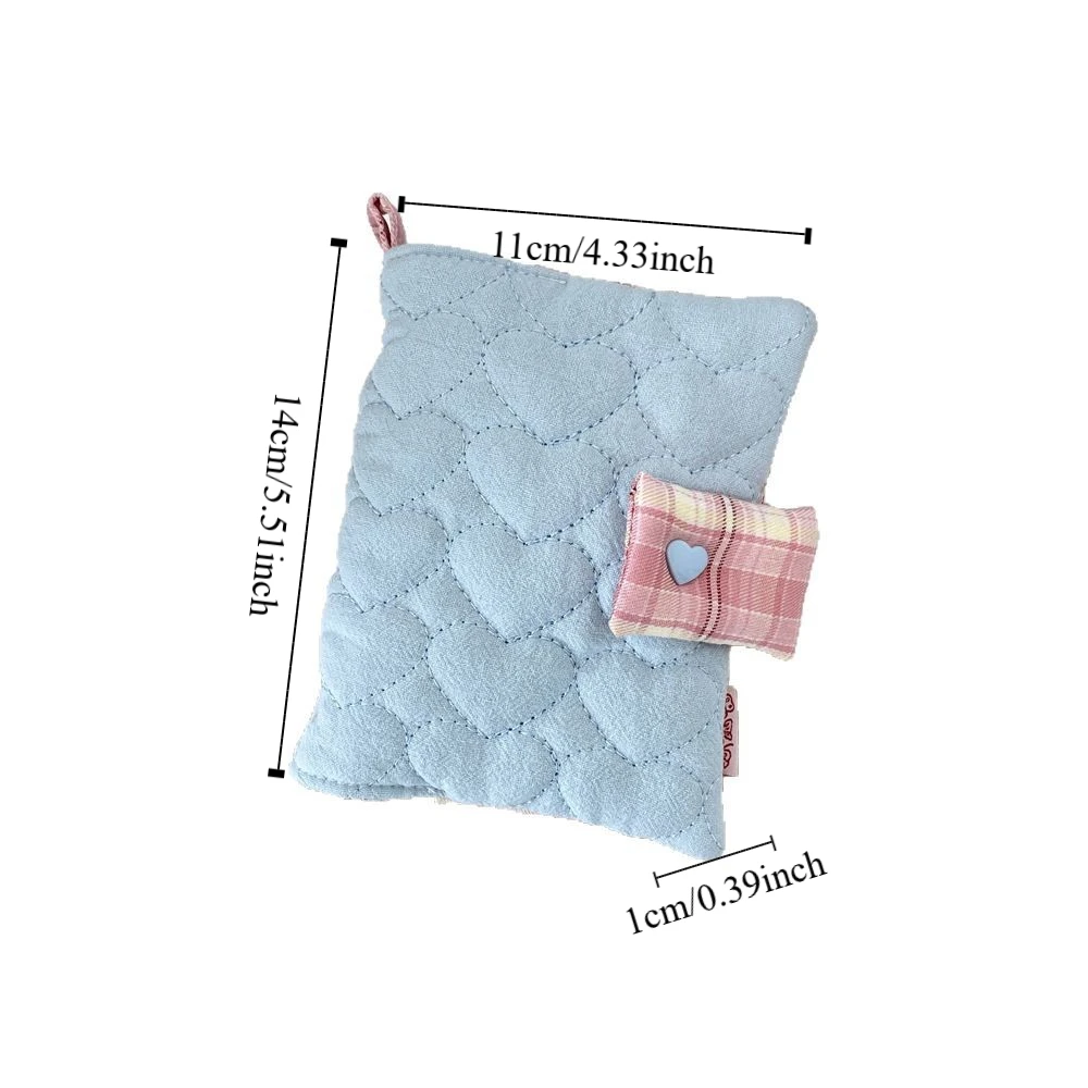 Multipurpose Heart Embroidery Notebook Detachable Diary Fabric Plaid Diary Book Aesthetic Stain Resistant Diary Protective Cover