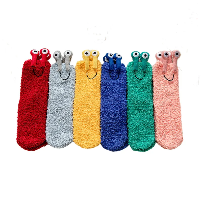 

Baby Girls Winter Coral Thickening Long Kawaii Socks Warm Big Eyes Cold-proof Cartoon Cute Snail Infant Child Princess Stockings