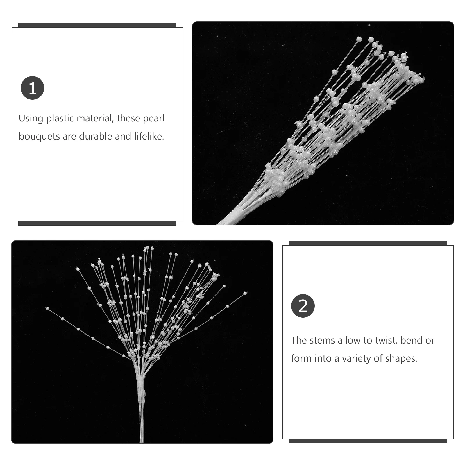 

100pcs Bouquets Plastic Pearl Sticks Beaded String Accessories For Wedding Diy Decor Bridal Bouquet Supplies Artificial Pearl