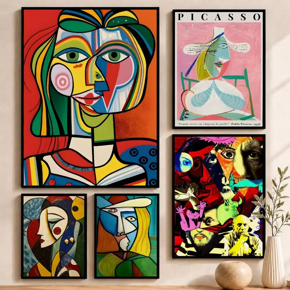 Póster del artista P-Pablo R-Ruiz y P-Picasso, autoadhesivo, impermeable, decorativo para pared, arte para el hogar y regalo navideño