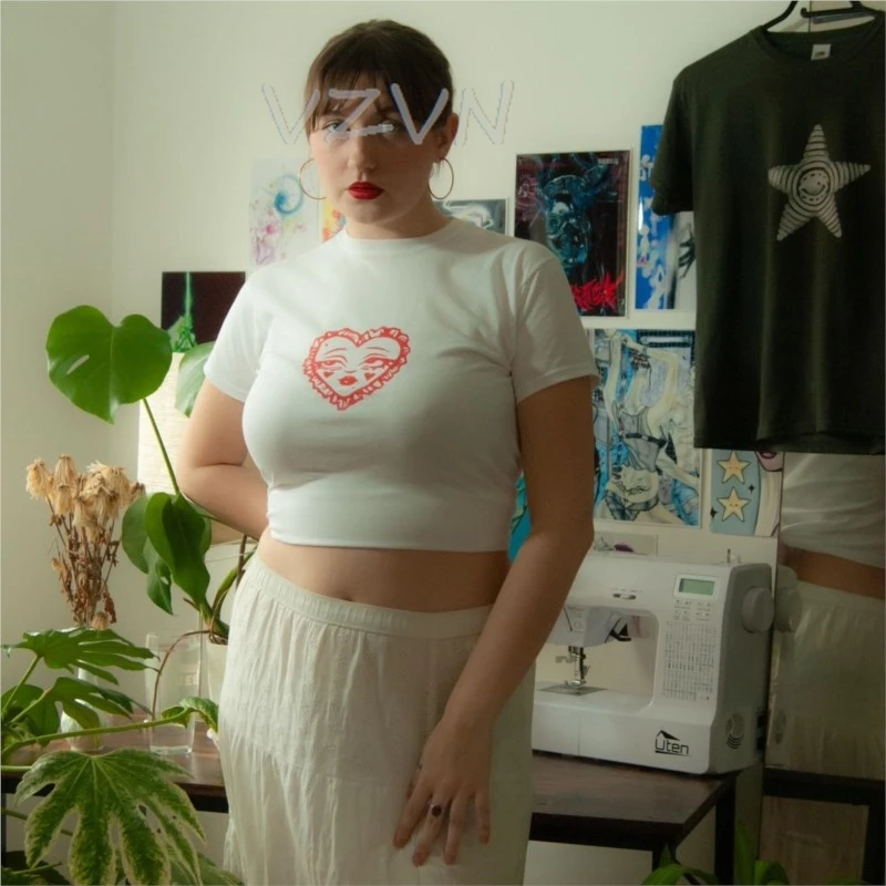 

Y2K Letter Print Vintage High Street Aesthetic T-shirt 2000's Crop Top Summer Punk Short Sleeve Clothes Casual Streetwear Tshirt