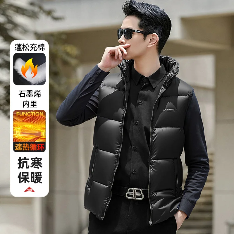 

Minsu 2025 осенне-зимний жилет, мужская новая модная мужская короткая куртка, теплый жилет без рукавов, куртка с воротником-стойкой