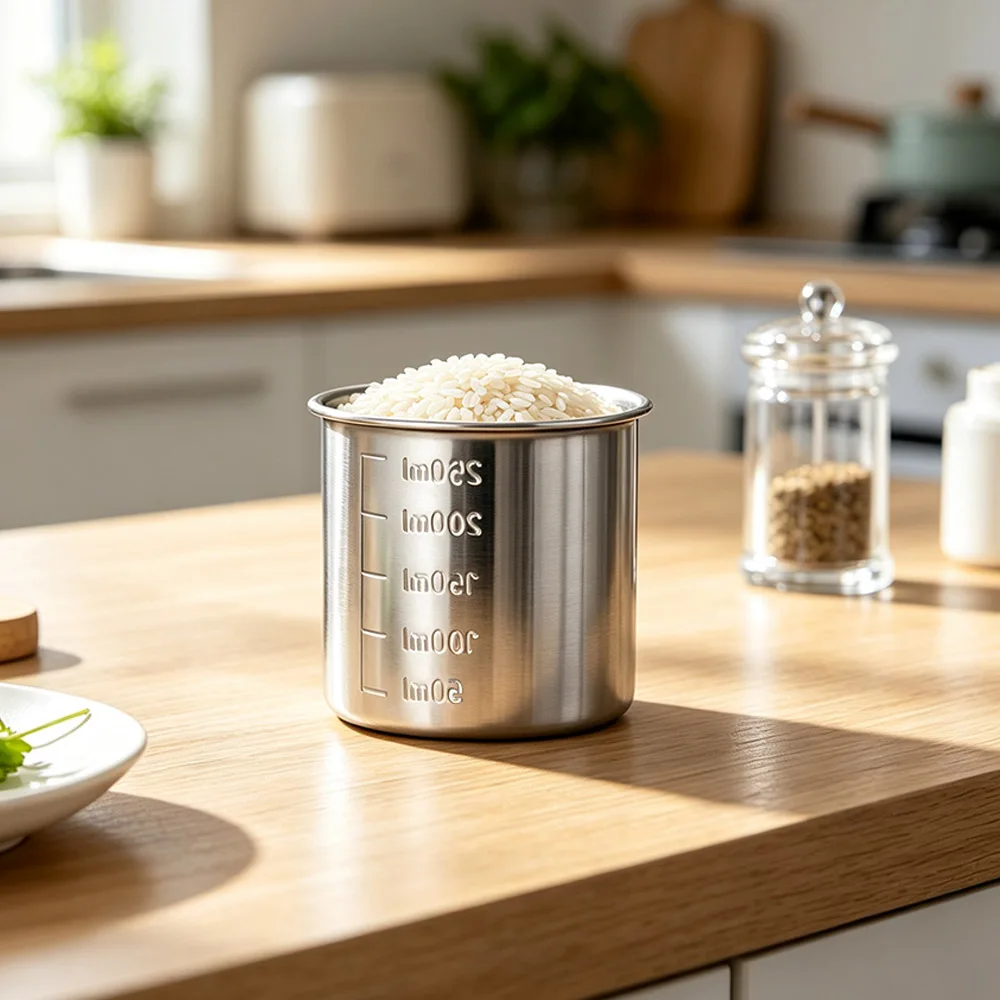 250/350ML Stainless Steel Measuring Cup Rustproof with Scale Rice Container Cups Anti-fall Measuring Holder Laboratory
