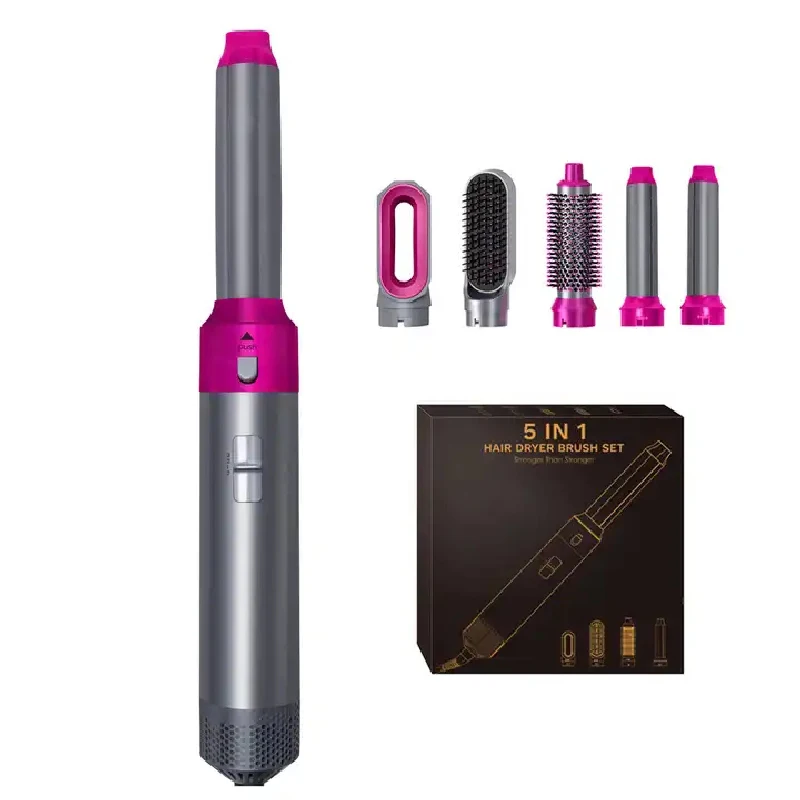 Sèche-cheveux électrique 5 en 1 avec diffuseur, brosse à air chaud multifonctionnelle, bigoudis, peigne à air chaud, invité professionnel