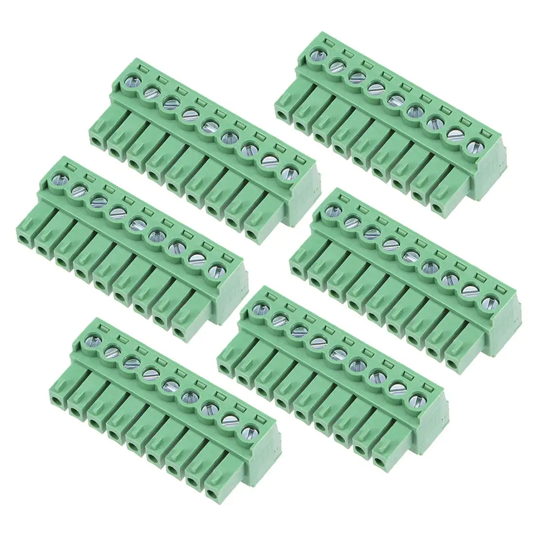 

Keszoox 3.81mm Phoenix Connectors 6Pcs AC300V 8A 3.81mm Pitch 9P Flat Angle Needle Seat Insert-in PCB Terminal Block