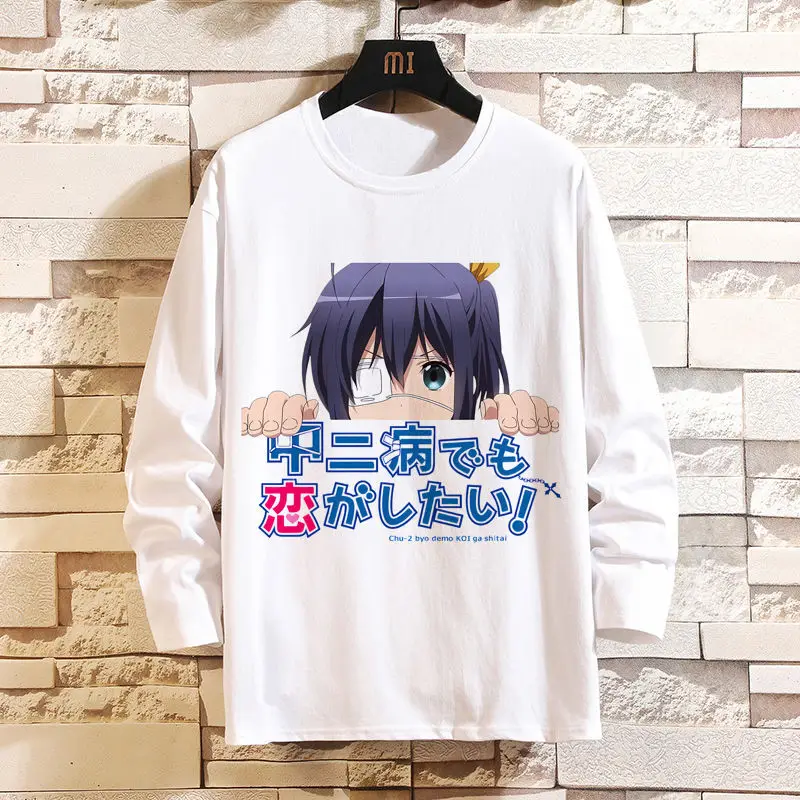 เกมอนิเมะชูนิบิวยังต้องตกหลุมรักผู้ชายและผู้หญิงเสื้อยืดแขนยาวนกน้อยทัวร์ริกก้าอุปกรณ์ต่อพ่วงสองมิติ