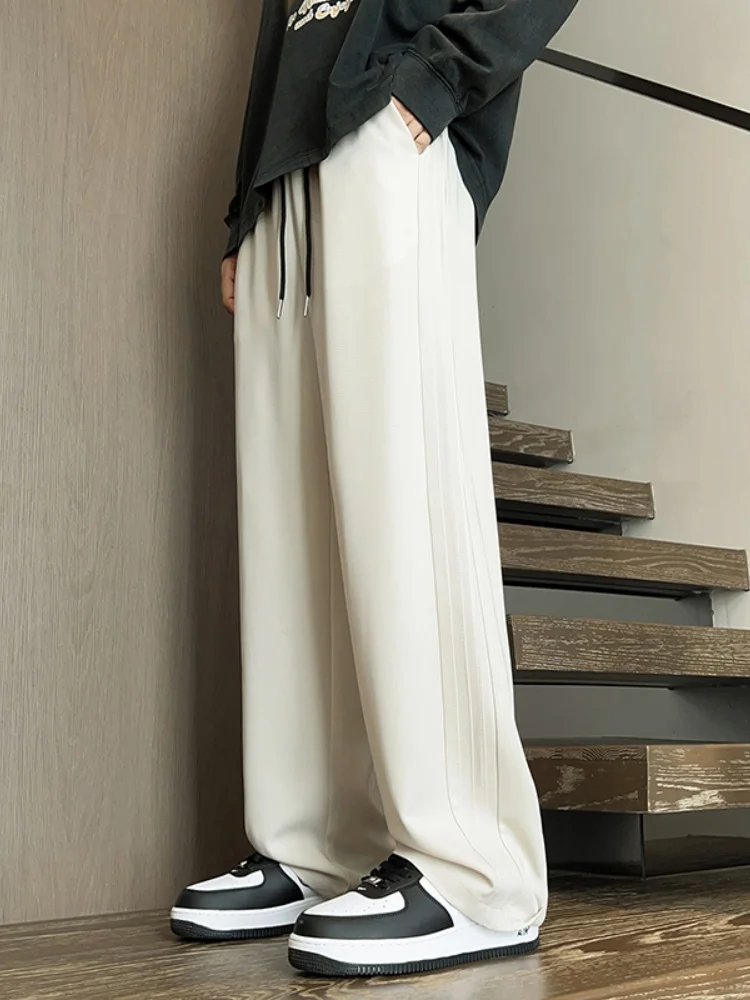 

Casual Men's Sport Pants Side Pleat Design Loose Straight Leg Spring Autumn Loose Feeling Leisure Trousers Fashionable Youth ...