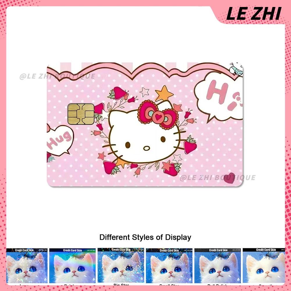 Sanrio Hello Kitty Diy Credit Debit Card Shining Protective Film Sticker Anime Waterproof Protective Card Sticker Birthday Gift
