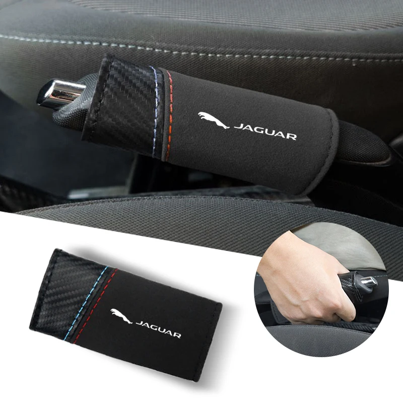 Car Hand Brake Cover Carbon Fiber Suede Interior Protector Handbrake Grips Decor For Jaguar XF XJ XE F-Pace F-Type I-Pace XEL