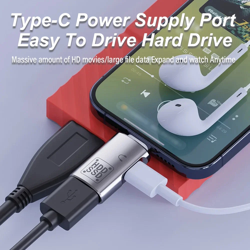 2 In 1 Type C To USB 3.1 U Female OTG Adapter Disk Data Transfer Converter USB C Headphone Charging Converter For iPhone Samsung