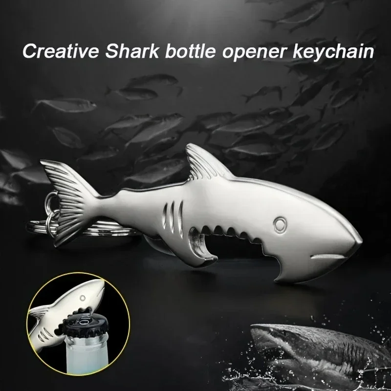 Shark Beer Metal Bottle Opener Key Chain Creative Practical Gift Key Accessory Pendant