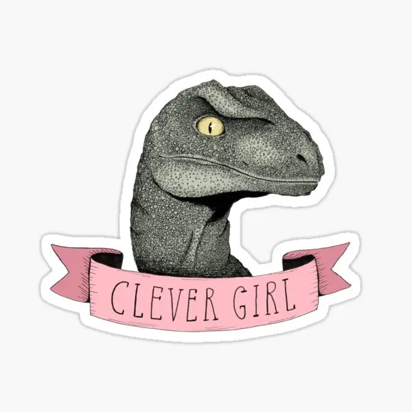 Clever Girl Raptor Dinosaur  5PCS Stickers for Art Decorations Room Kid Stickers Car Cartoon Living Room Wall Water Bottles Home