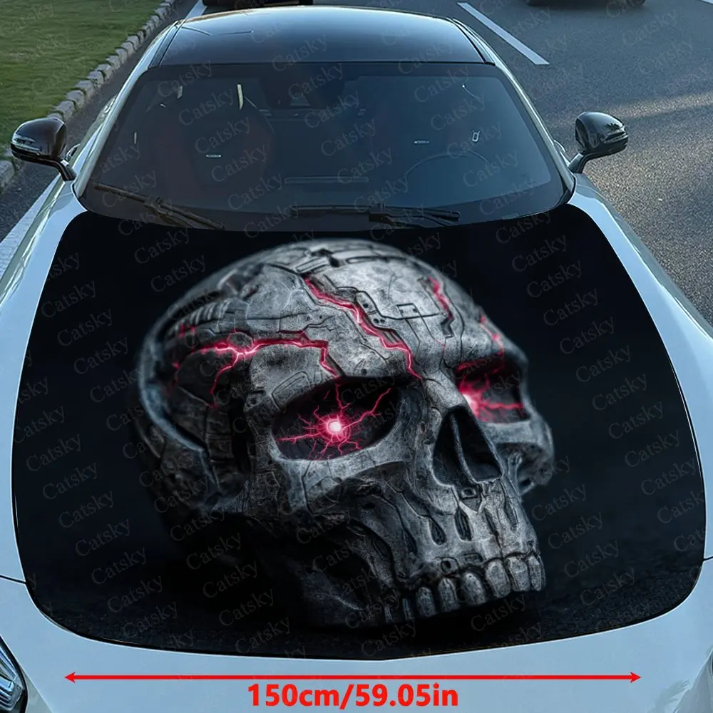 Demon Eye Skull Car Hood Decal - Durable Self-Adhesive PVC Sticker For Cars, Motorcycles, And Trucks,Vehicle Hood Decoration