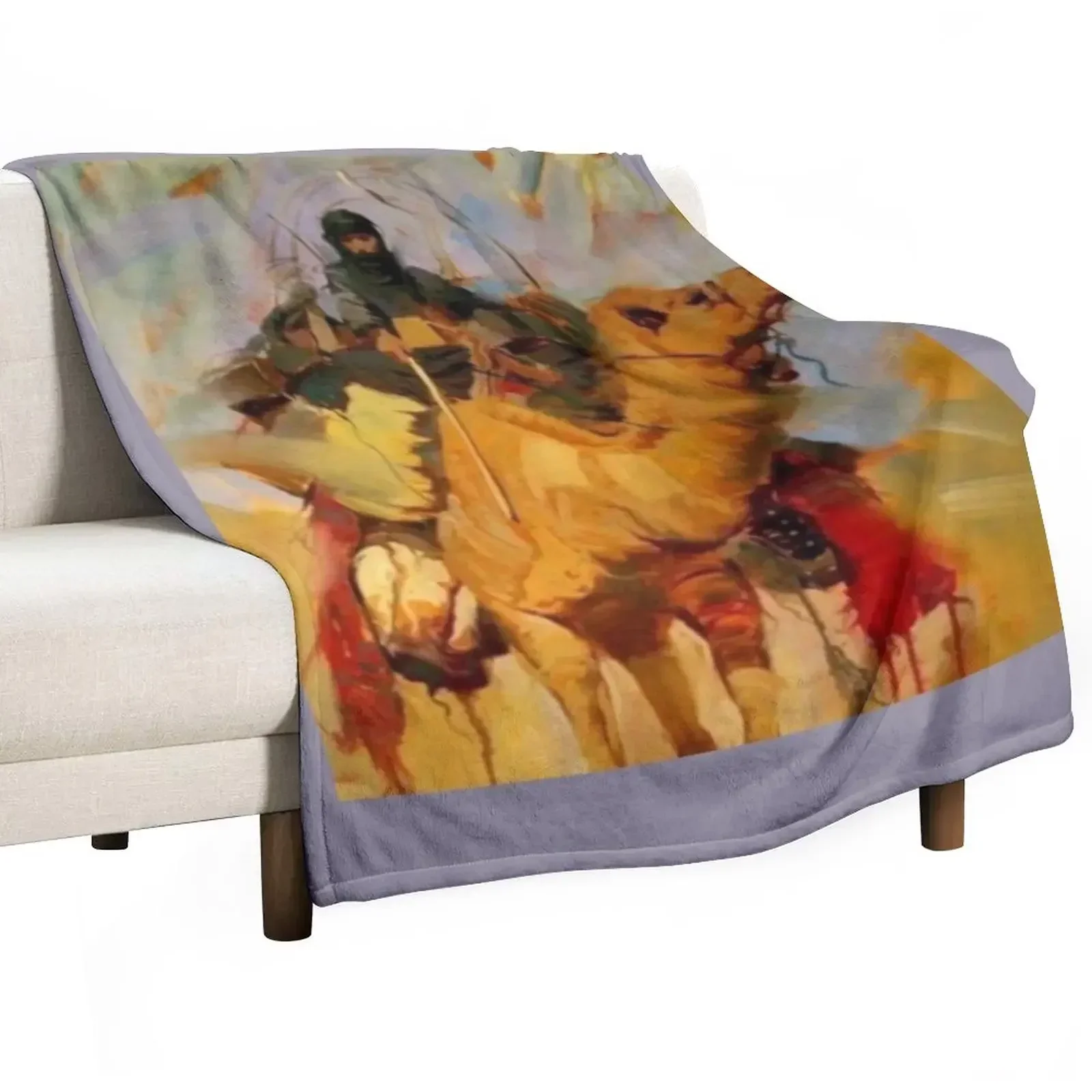 

Camel rider in the desert Throw Blanket Flannel Soft Big warm winter Blankets