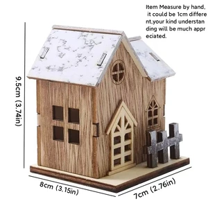 1pc ornamentos de casa de madeira luminosa, decorações de natal, casas de natal de madeira led luminadas decorações de mesa de natal 8 principais vendas casas de madeira natal - №6