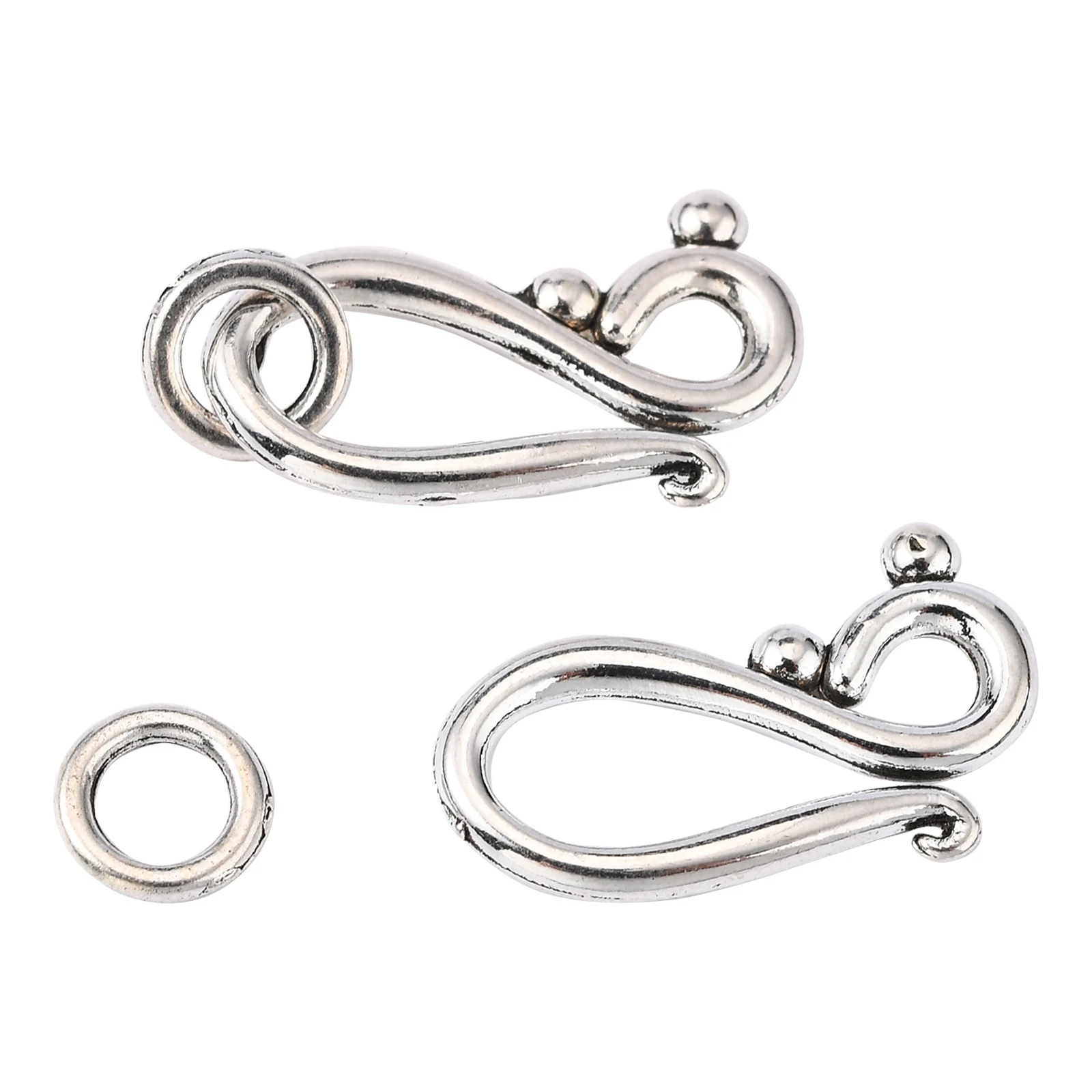 50 sets Tibetan Style Alloy Hook and Eye Clasps Connector Bracelet Necklace Link for Jewelry Making DIY Craft Supplies Findings