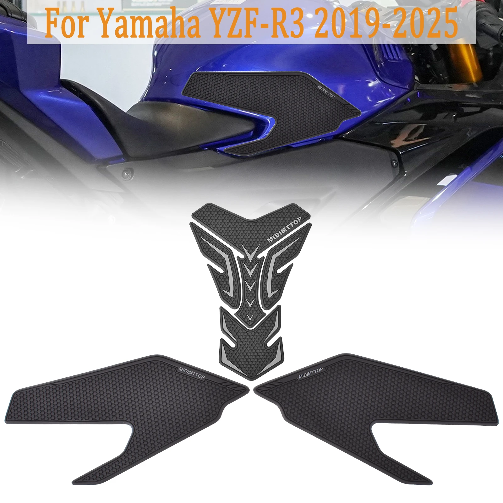 

For Yamaha YZF-R3 (Including YZF R 3) 2019-2025 - Motorcycle Tank Traction Side Pads Gas Fuel Knee Grip Decal Motorcycle sticker