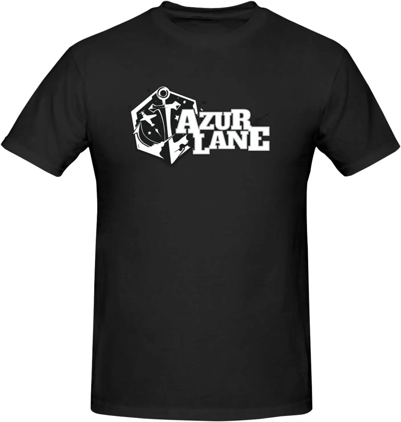 

Azur Lane Logo Men's Shirt Print Art Crew Neck Short Sleeve T-Shirts Cotton Tees Black