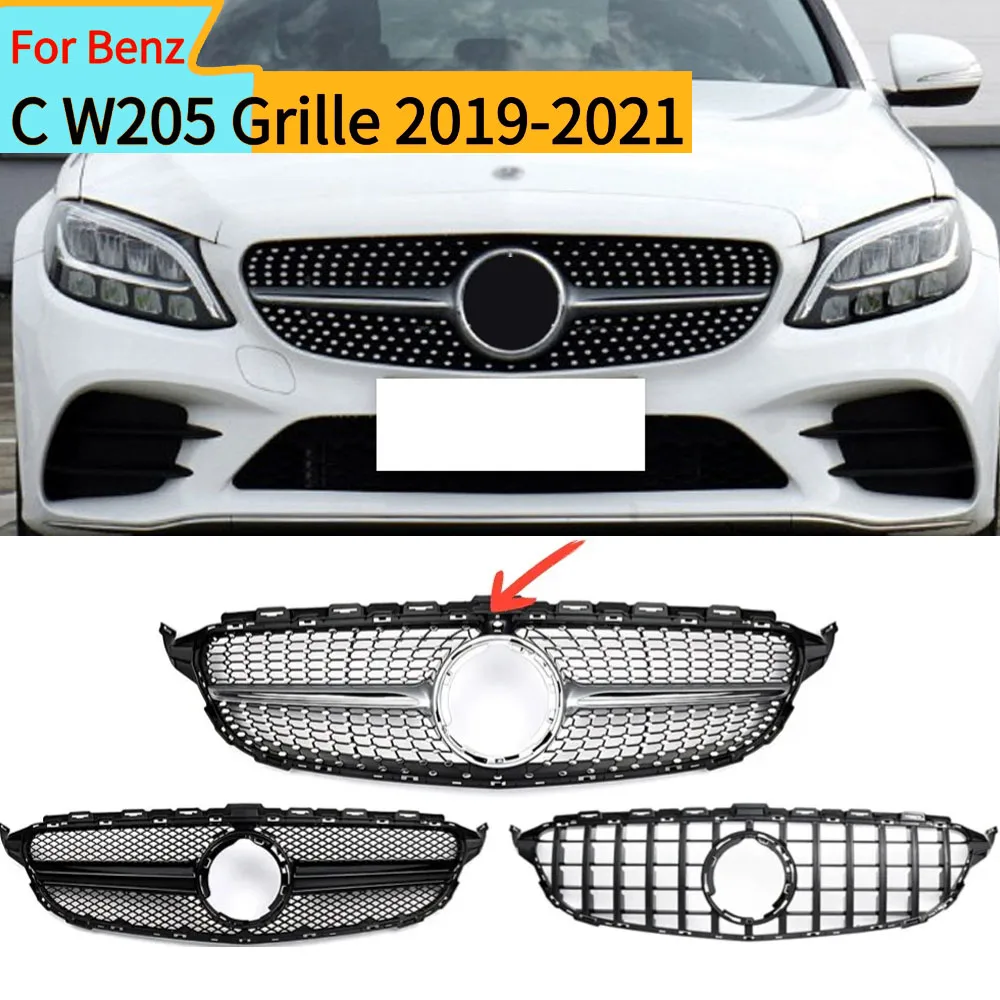 

Для Mercedes C Class W205 2019-2021 C180 C200 C250 C300 C260 C400 2019-2021 GT Style Спортивная решетка переднего бампера впускная решетка сетка