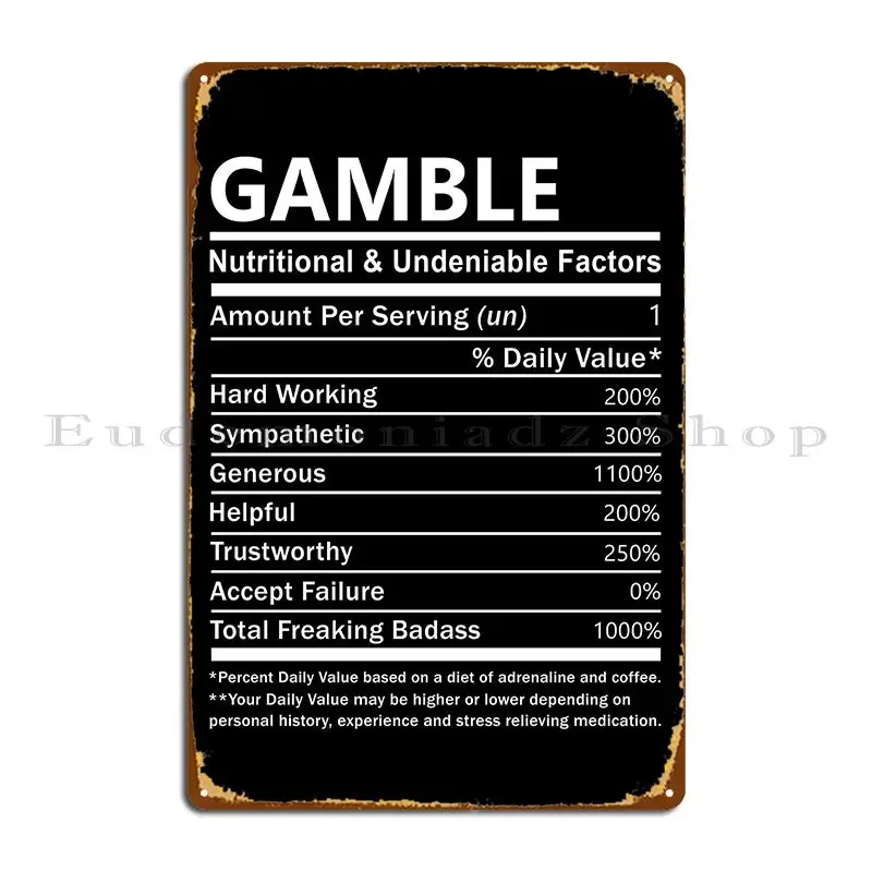 Gamble Name Nutritional And Undeniable Factors Metal Plaque Create Decoration Vintage Bar Plaques Tin Sign Poster