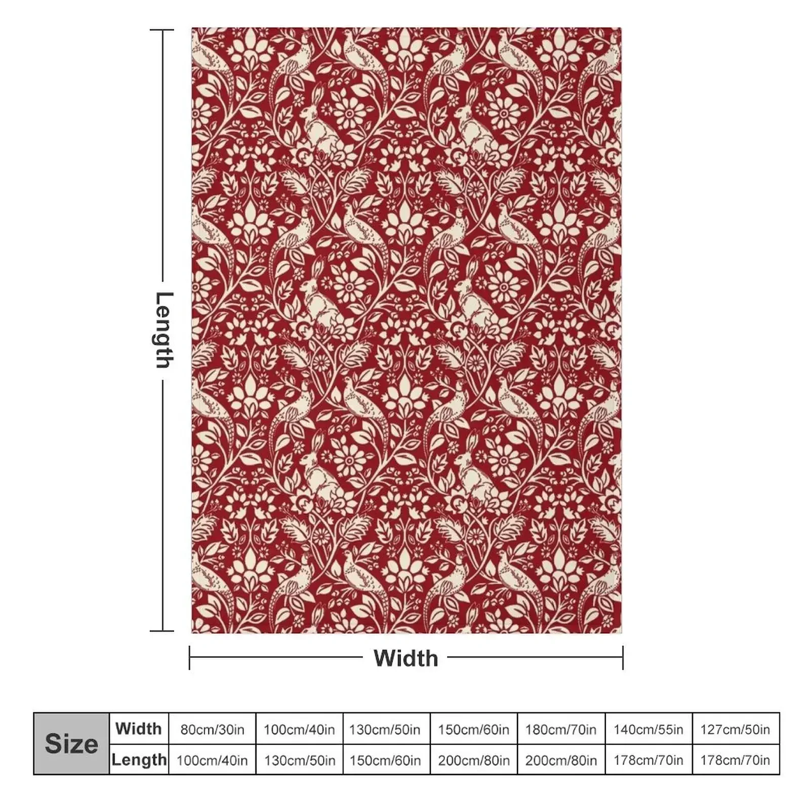 Pheasant and Hare Pattern, Deep Red and Cream Throw Blanket Extra Large Throw Luxury Brand For Sofa Thin Hair Blankets
