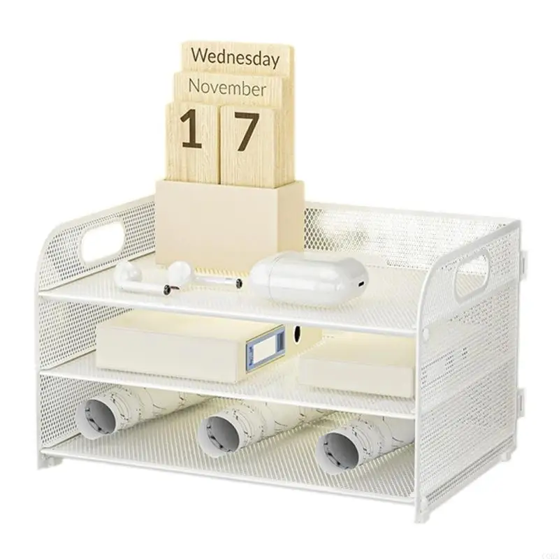 CORA 3 Tiers Filing Trays Paper Storage Tray Desk Organiser Notebooks Sorter Rack