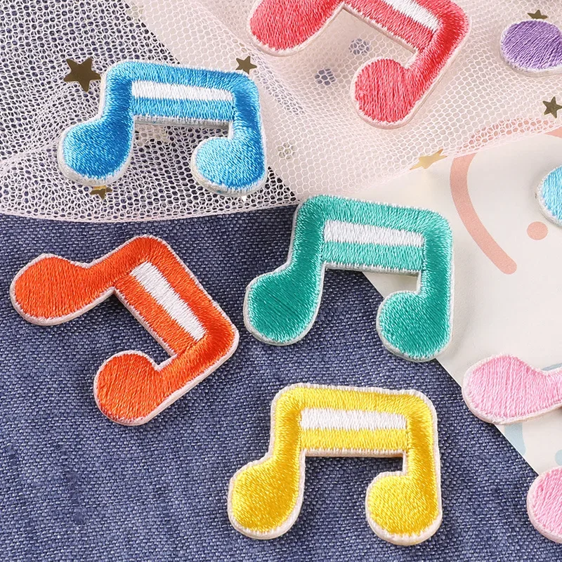 100pcs/Lot Small Luxury Embroidery Patch Music Charm Symbols Kids Shirt Bag Clothing Decoration Accessory Craft Diy Applique