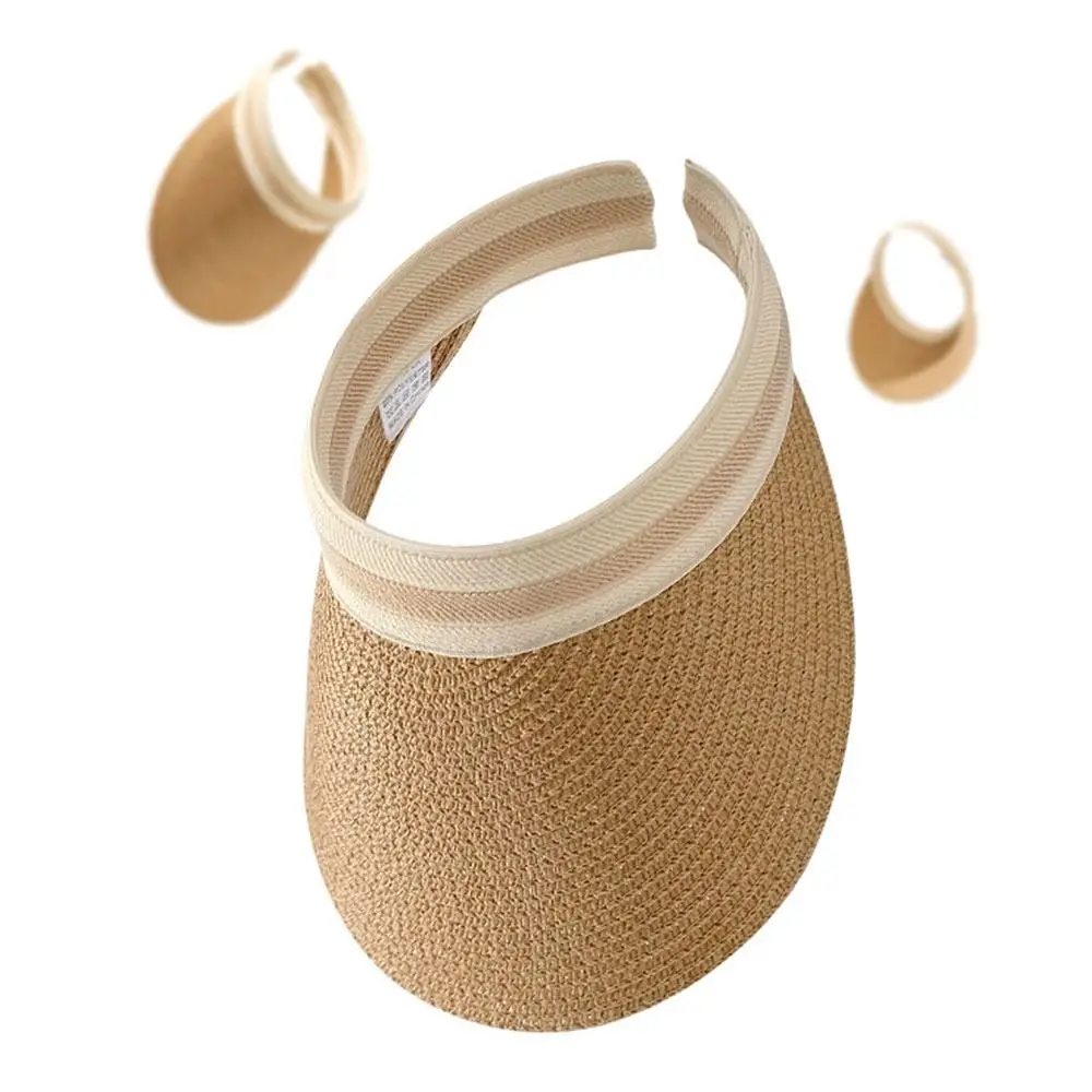 Women Sun Hats Female Outdoor Visor Beach Cap Brethable Empty Top Straw Cap Anti-UV Casual Shade Hat