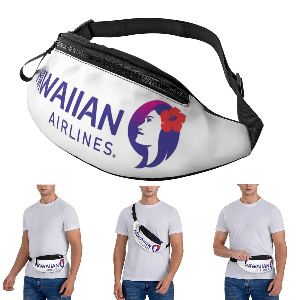 Crossbody Waist Bag Hawaiian Airlines (6) Men Women Fanny Pack Travel Running Money Phone Pouch