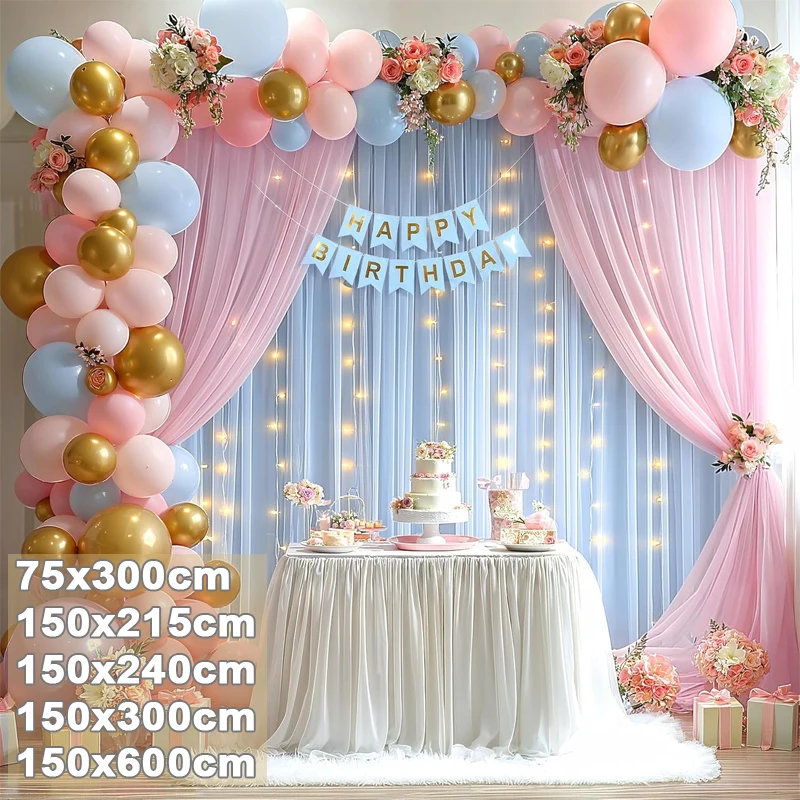 

Romantic Sheer Wedding Arch Drape Soft Backdrop Curtain for Outdoor Lawn Garden Wedding Party Banquet Easy Hang Reusable Decor
