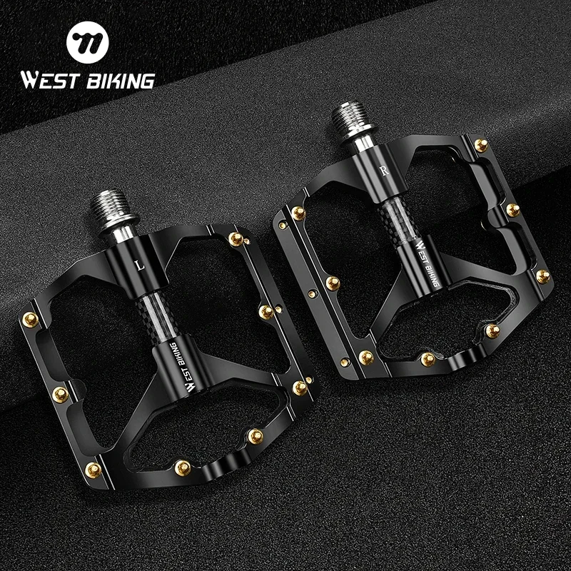

WEST BIKING Carbon Fiber Pedal Road Bicycle Pedal 3 Bearing Aluminum Alloy Anti-skid Mountain Bicycle Pedal Bicycle Accessories