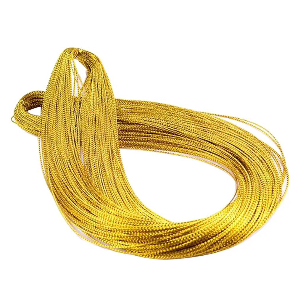 Metallic Jewelry Cord Elastic Look Polyester Ribbon Shiny Craft String for Bracelets Necklace Making Gift Wrap Tags